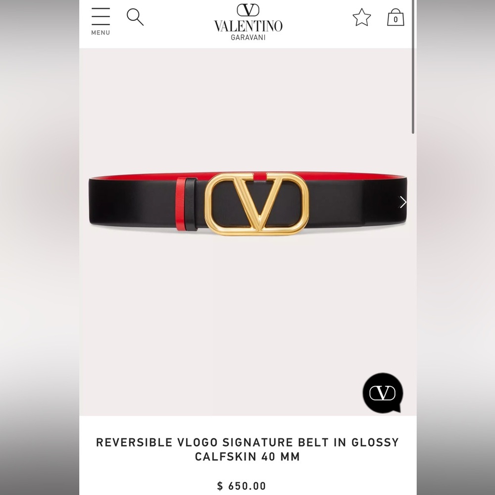 REVERSIBLE V LOGO SIGNATURE BELT IN GLOSSY
CALFSKIN
